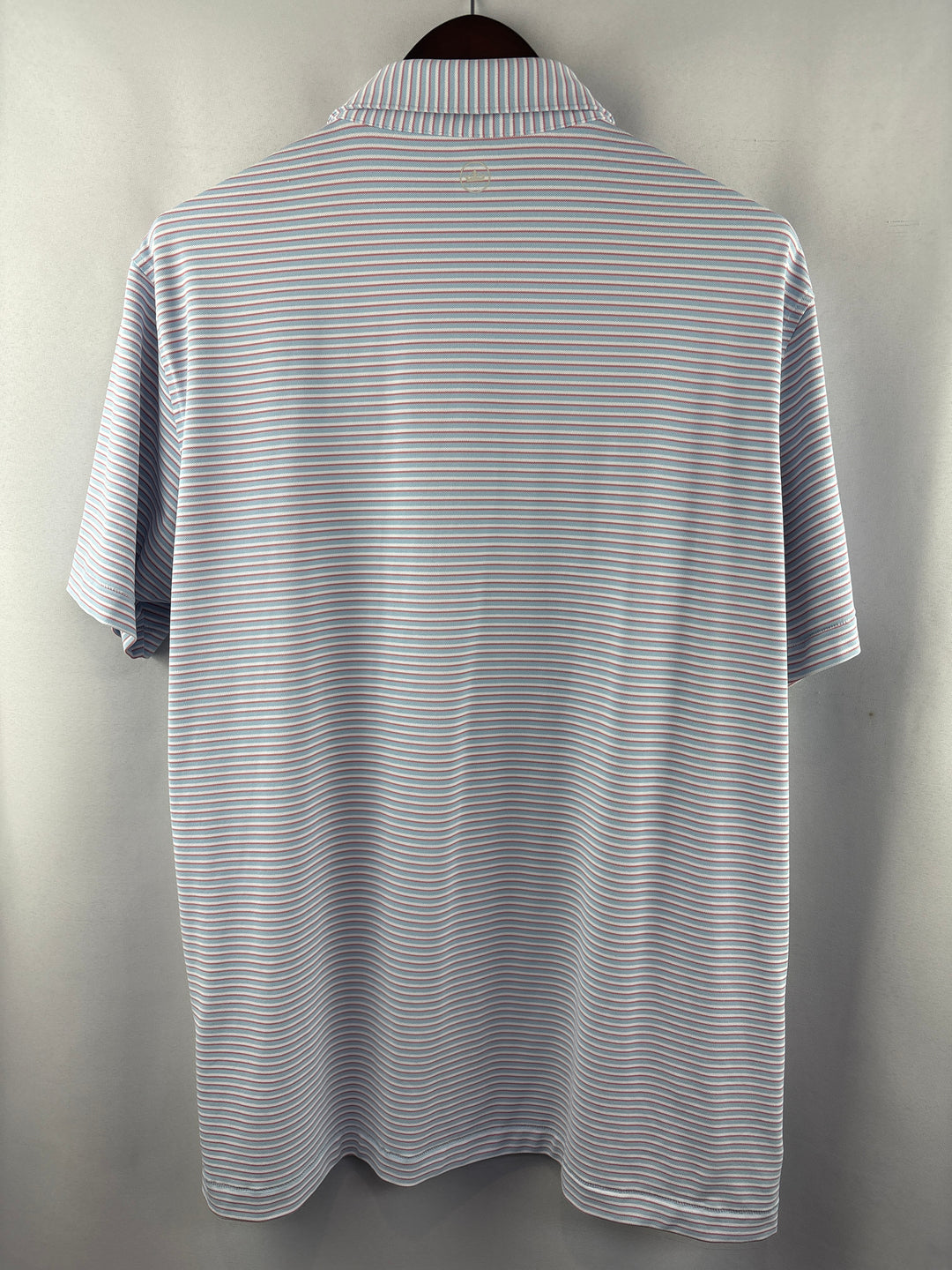 Men’s Peter Millar XL Blue White and Salmon Striped Golf Polo