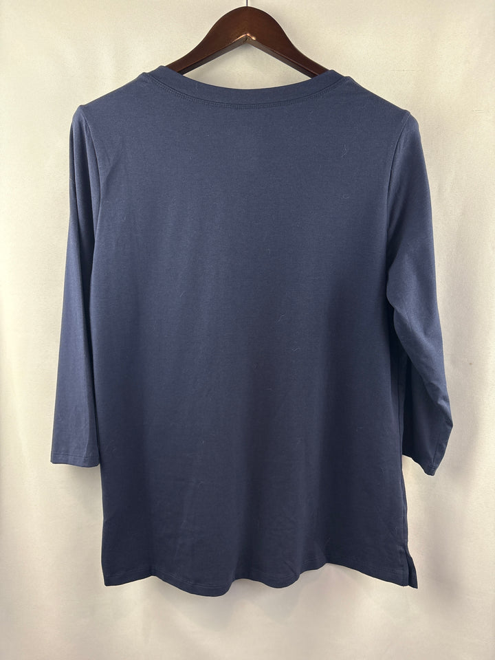 Women’s Belle Kim Gravel Large Navy V-Neck Shirt