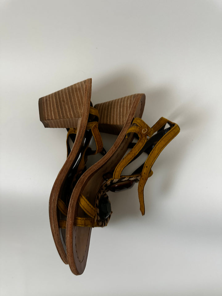 Apepazza Jeweled Statement Ankle Strap Suede Sandals - Boho Statement