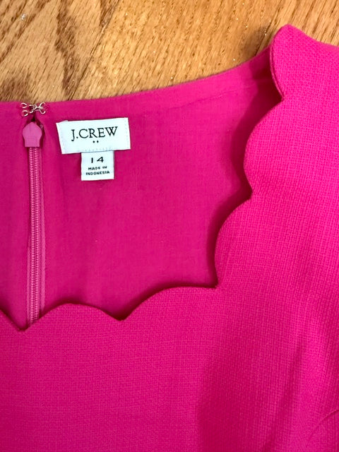 J.Crew Pink Scallop‑Edge Sheath Dress Sz14 NWOT