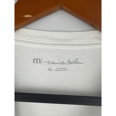 Travis Mathew White & Gray Striped Mens T-Shirt XL