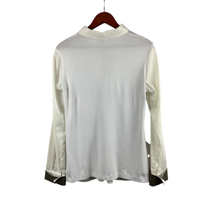 Mare White & Grey Long Sleeve Button-Up Shirt
