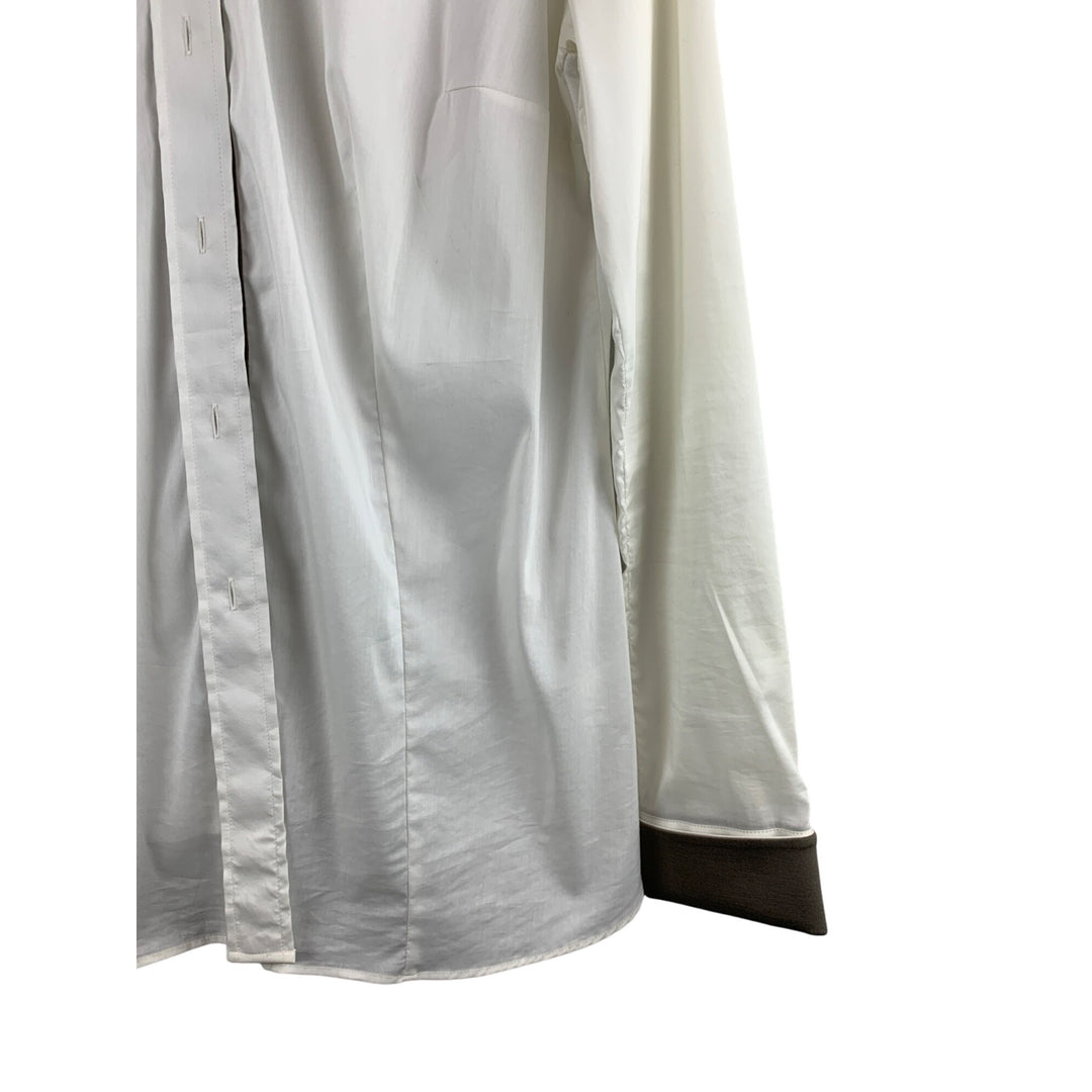 Mare White & Grey Long Sleeve Button-Up Shirt