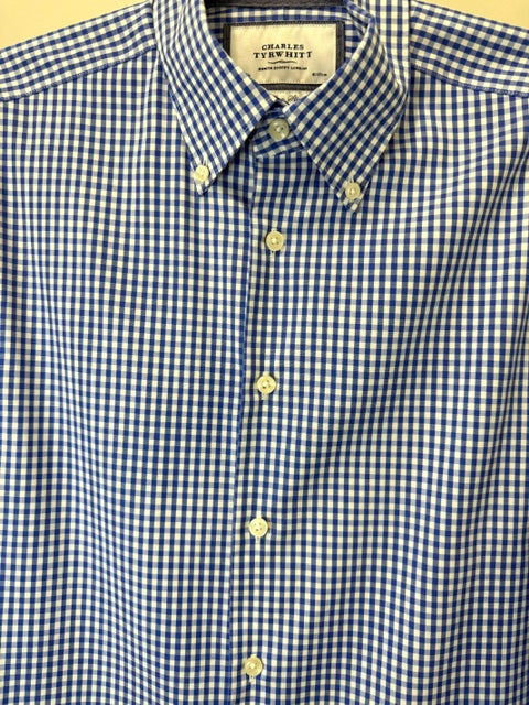Charles Tyrwhitt Non‑Iron Slim Fit Check Shirt SzL(16/35)