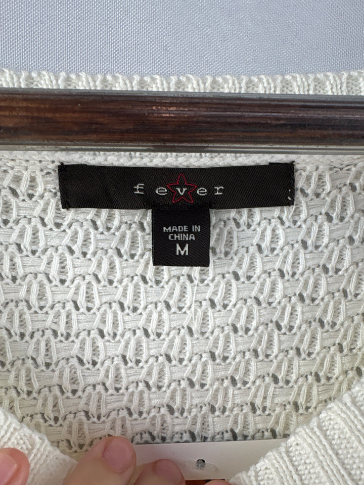 Women’s Fever Medium Cream Knit Scoopneck Sweater