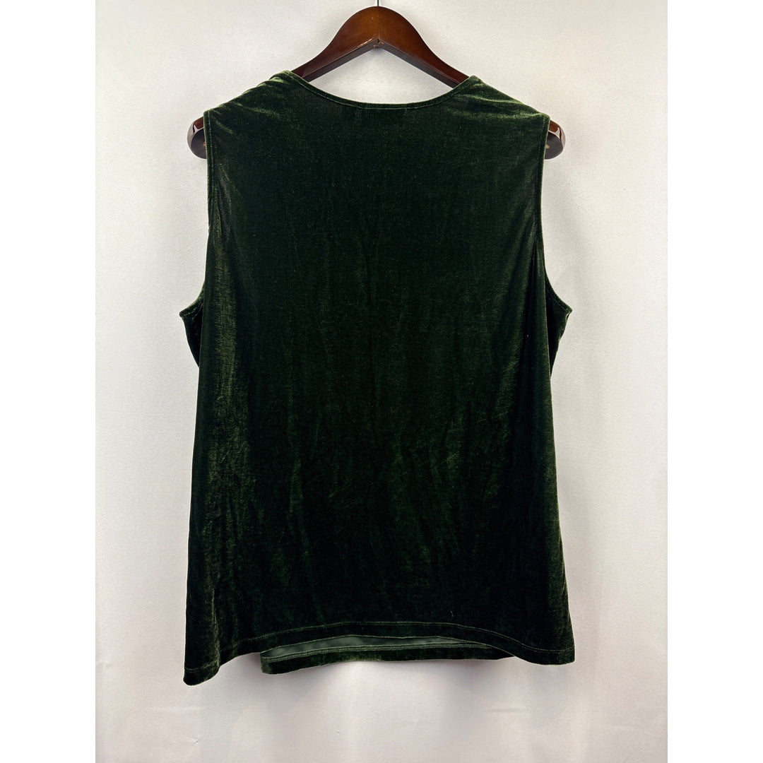 Women’s D&amp;Co XL Forest Green Velvet Sleeveless Blouse