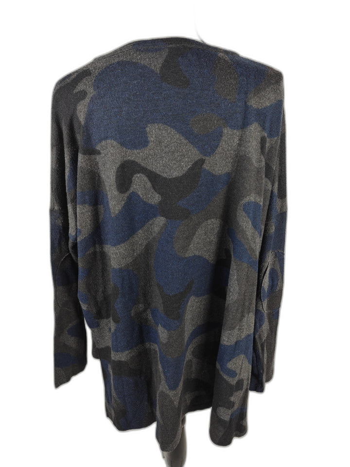 Women’s Go Couture Camo Tunic Sweater Blue Gray Size Medium
