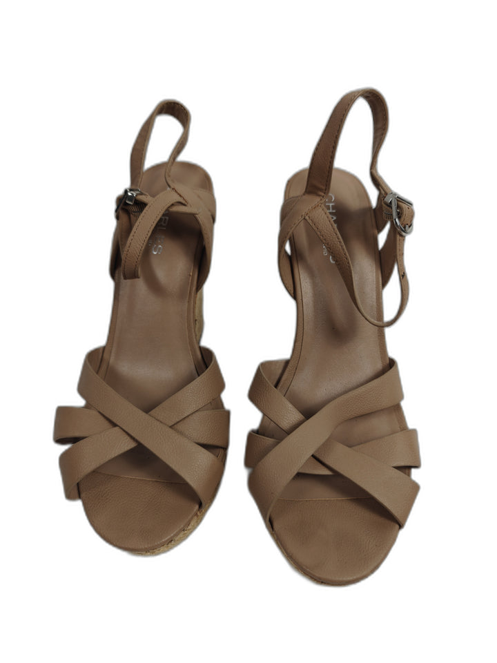 Women Charles by Charles David Wedge Sandals Tan Size 9.5M