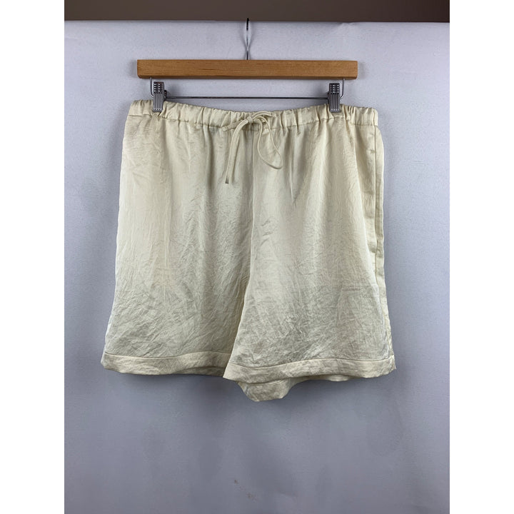 Madewell Womens Ivory Silk Blend Elastic Waist Drawstring Shorts