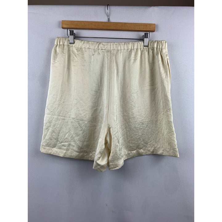 Madewell Womens Ivory Silk Blend Elastic Waist Drawstring Shorts