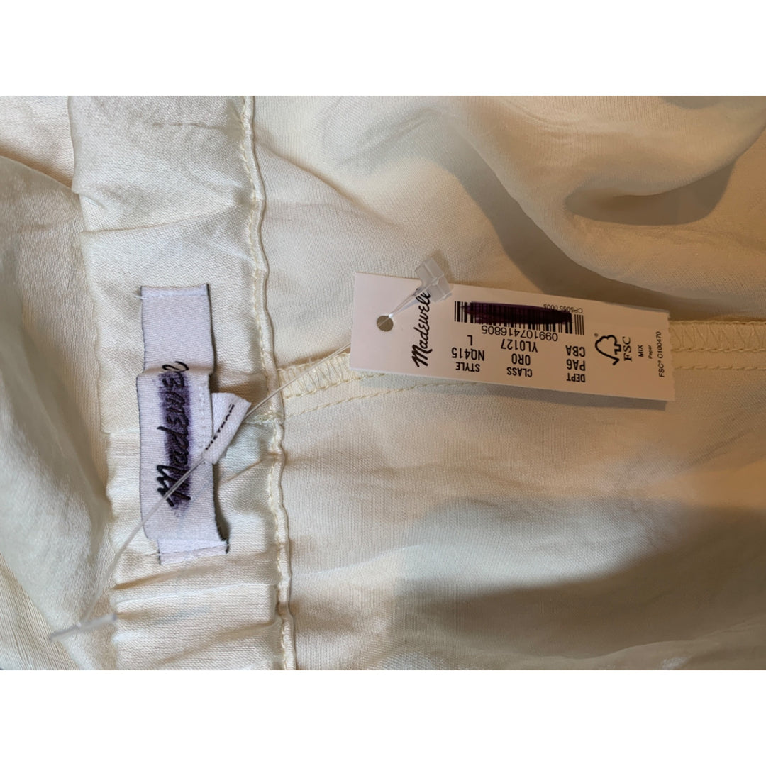 Madewell Womens Ivory Silk Blend Elastic Waist Drawstring Shorts