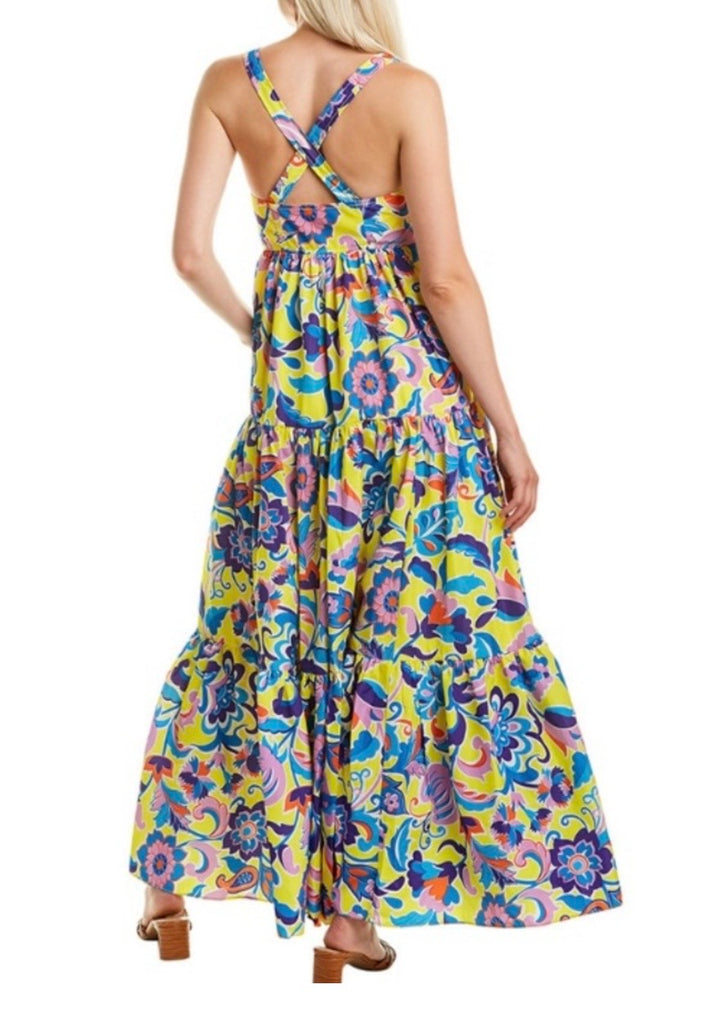 J.Crew Tiered Taffeta Floral Maxi Dress Sz14 NWT