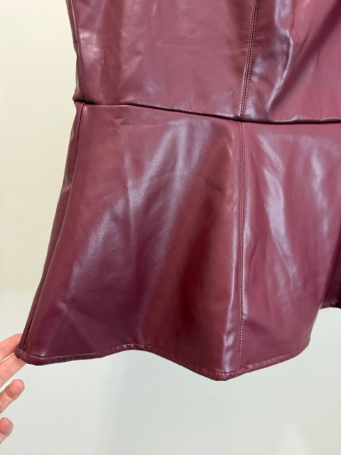 Torrid Faux Leather Peplum Tank Burgundy Size 1(14-16) NWT