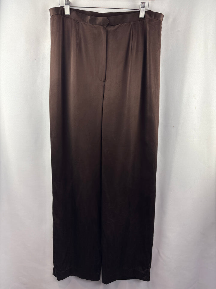 Women’s Medium Chocolate Brown Satin Two Piece Set