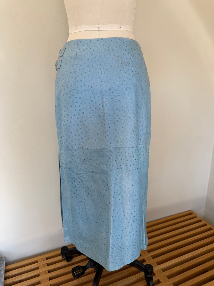 Archival Christian Dior by John Galliano FW2000 Ostrich Leather Zip Pencil Skirt