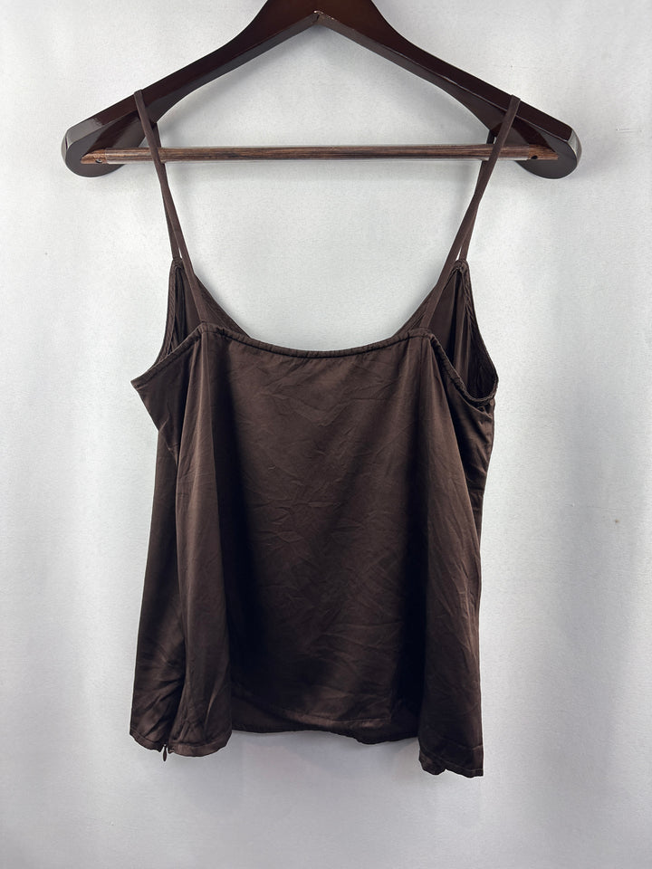 Women’s Medium Chocolate Brown Satin Two Piece Set