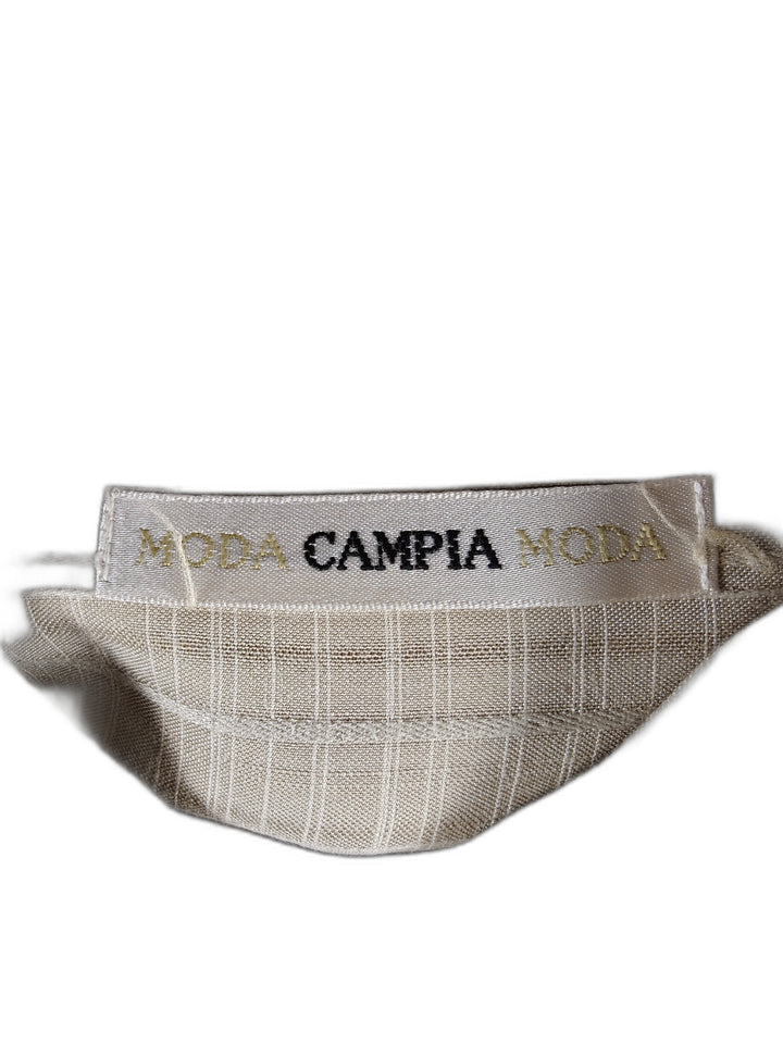 Moda Campia Moda Men's XL Beige Plaid Button Front Shirt Silk Blend Long Sleeve