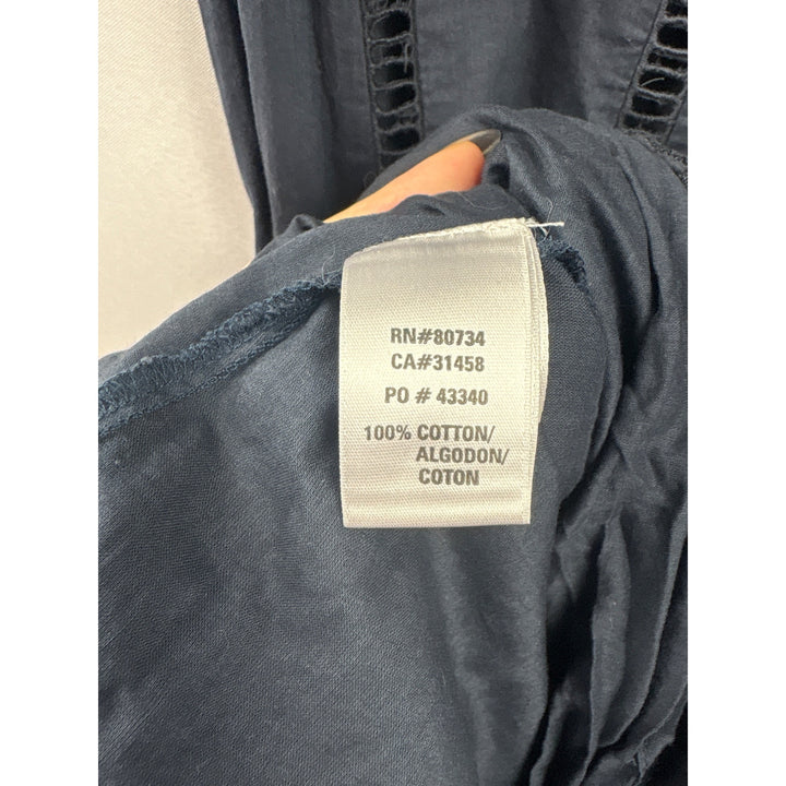Women’s Vintage To The Max Size 8 Dark Grey Tank Sundress with Stitched Flower Design on Bottom & Bust
