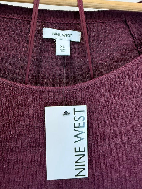 Nine West Burgundy Blend Ribbed Knit Dress SzXL NWT