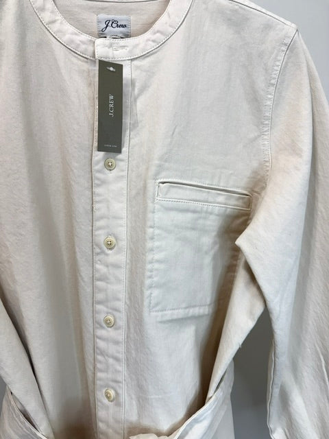 J.Crew Stretch Twill Button Down Cream Shirt Dress Sz14 NWT