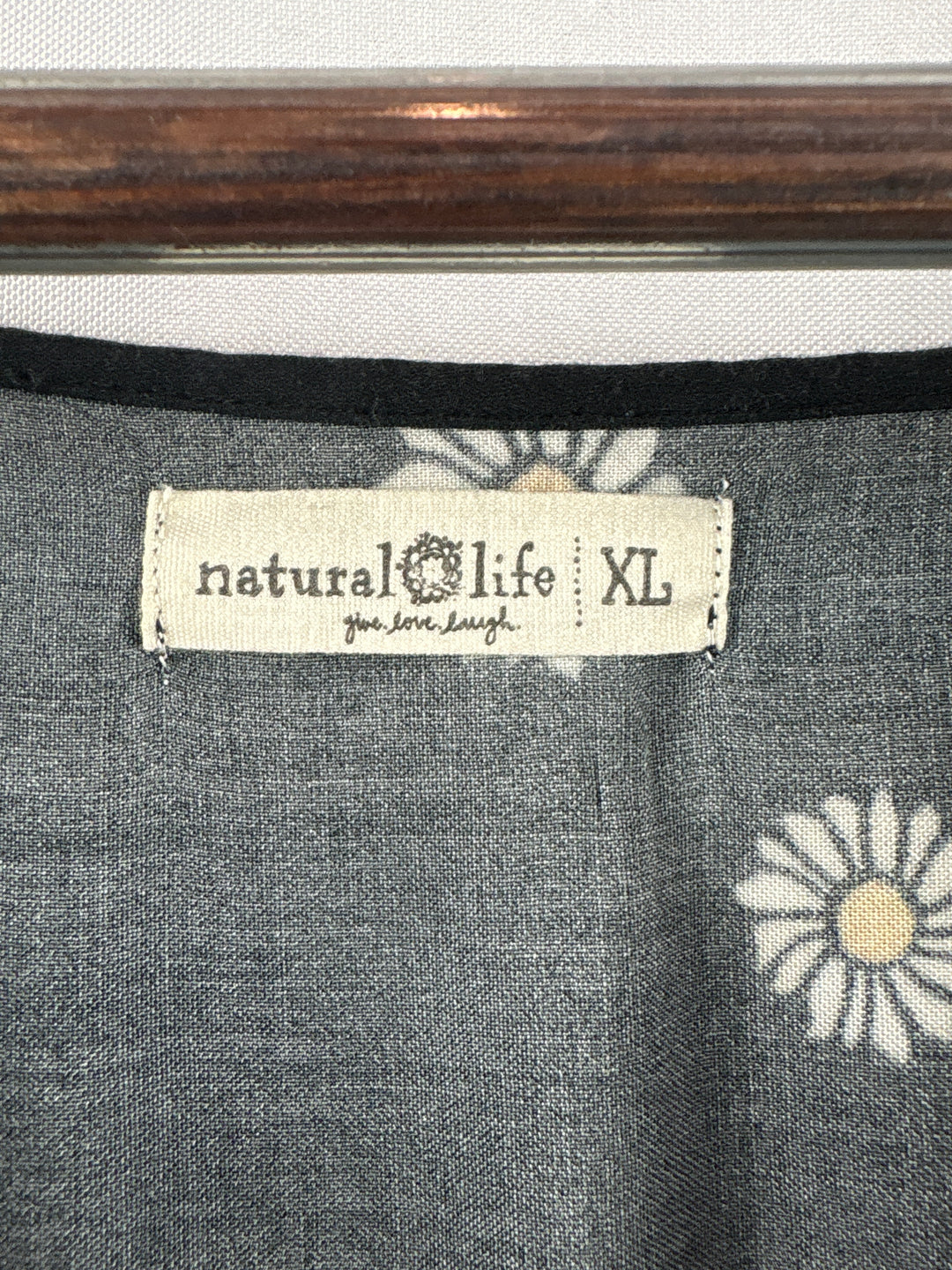 Women’s Natural Life XL Black Floral &amp; Mushroom Patterned Blouse