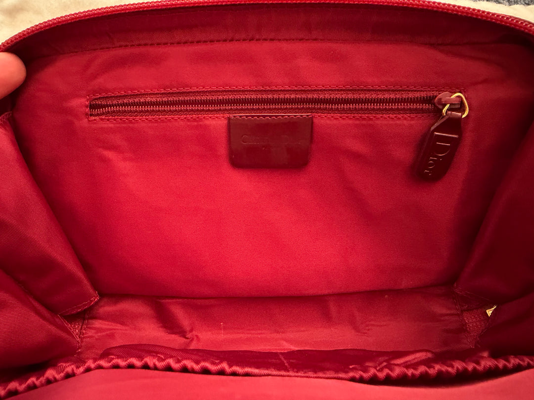 Christian Dior Vintage Burgundy Leather East-West Top Handle Bag