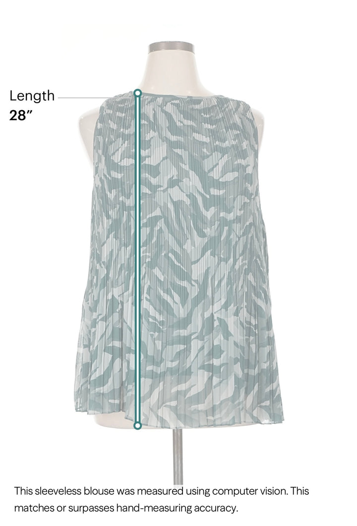 Halogen Teal Abstract Print Lightweight Pleated Sleeveless Blouse Size 1X
