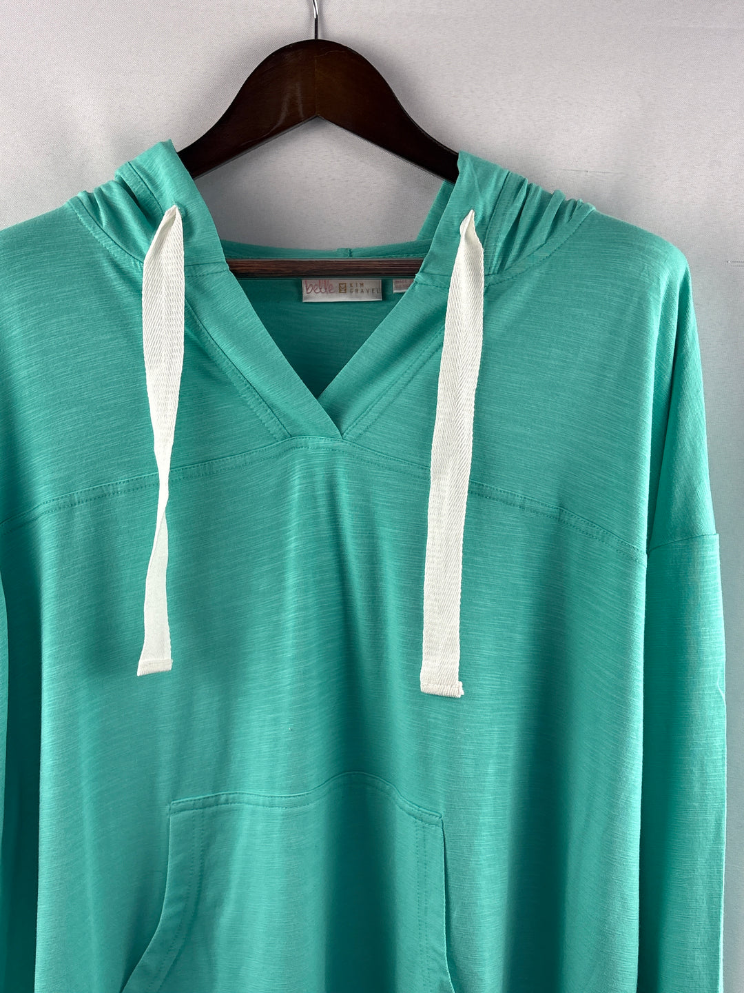 Women’s Belle Kim Gravel XL Teal V-Neck Hoodie