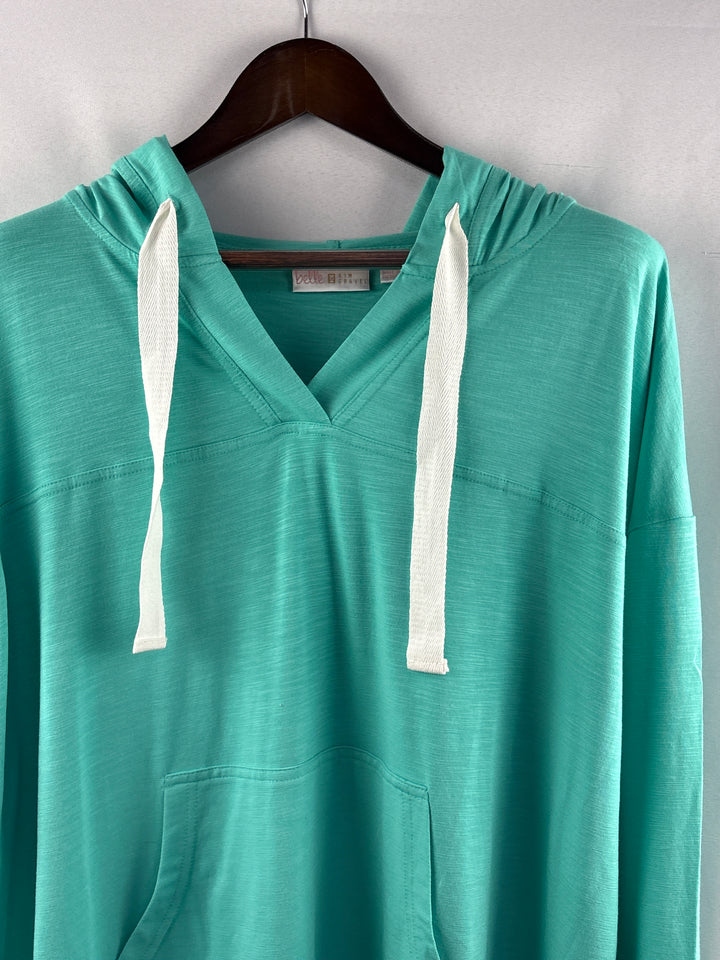 Women’s Belle Kim Gravel XL Teal V-Neck Hoodie