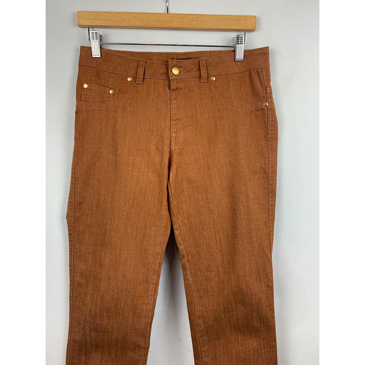 Iman Womens Straight-Leg Jeans S Brown