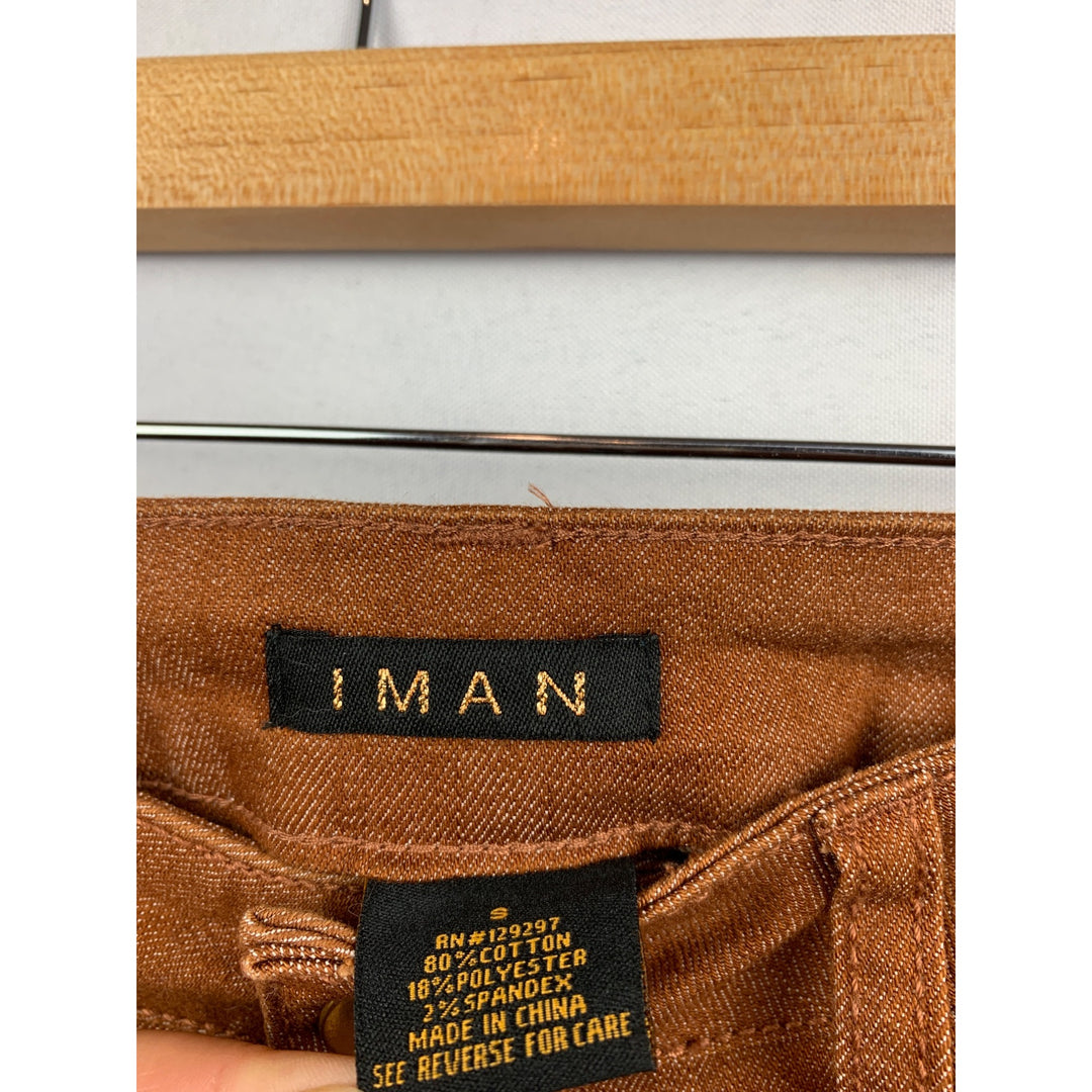 Iman Womens Straight-Leg Jeans S Brown