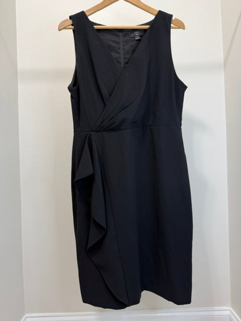 J.Crew 365 Sleeveless Black Faux‑Wrap Crepe Dress Sz14