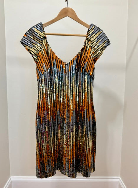 Alyce Designs Vintage Multicolor Sequin Cocktail Dress Sz8-10