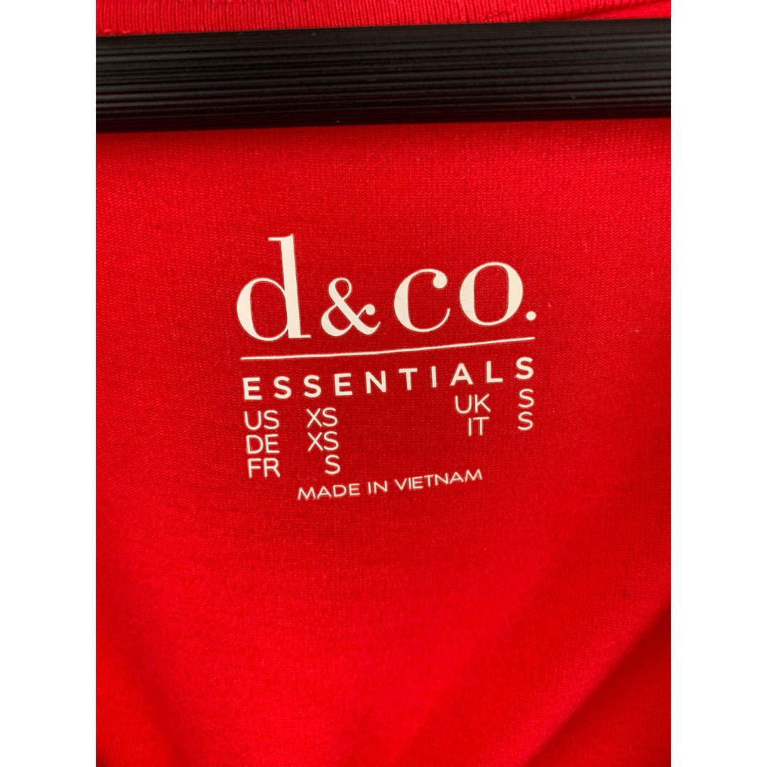 D&Co. Essentials Red Open Front Cardigan XS Long Sleeve Pockets Cotton Blend