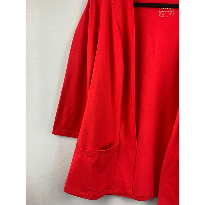 D&Co. Essentials Red Open Front Cardigan XS Long Sleeve Pockets Cotton Blend