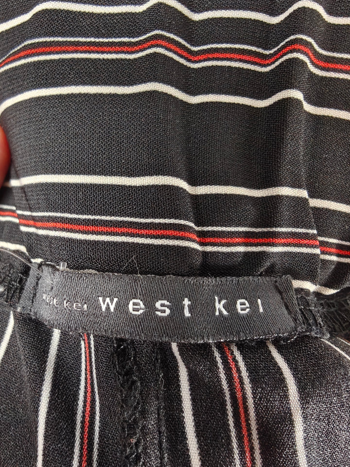 Womens West Kei Wide Leg Pants Black Striped Size Medium