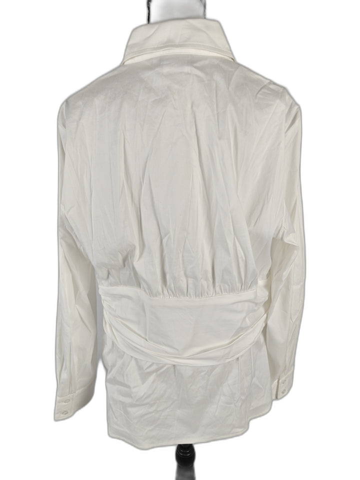 Women’s Finley White Ruched Button Front Blouse Size L