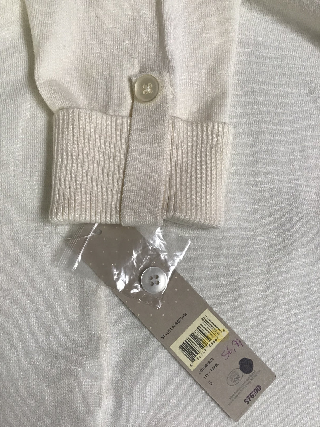 Women’s Laura Ashley Off-White 3/4 Sleeve Lightweight Knit Cardigan Size S