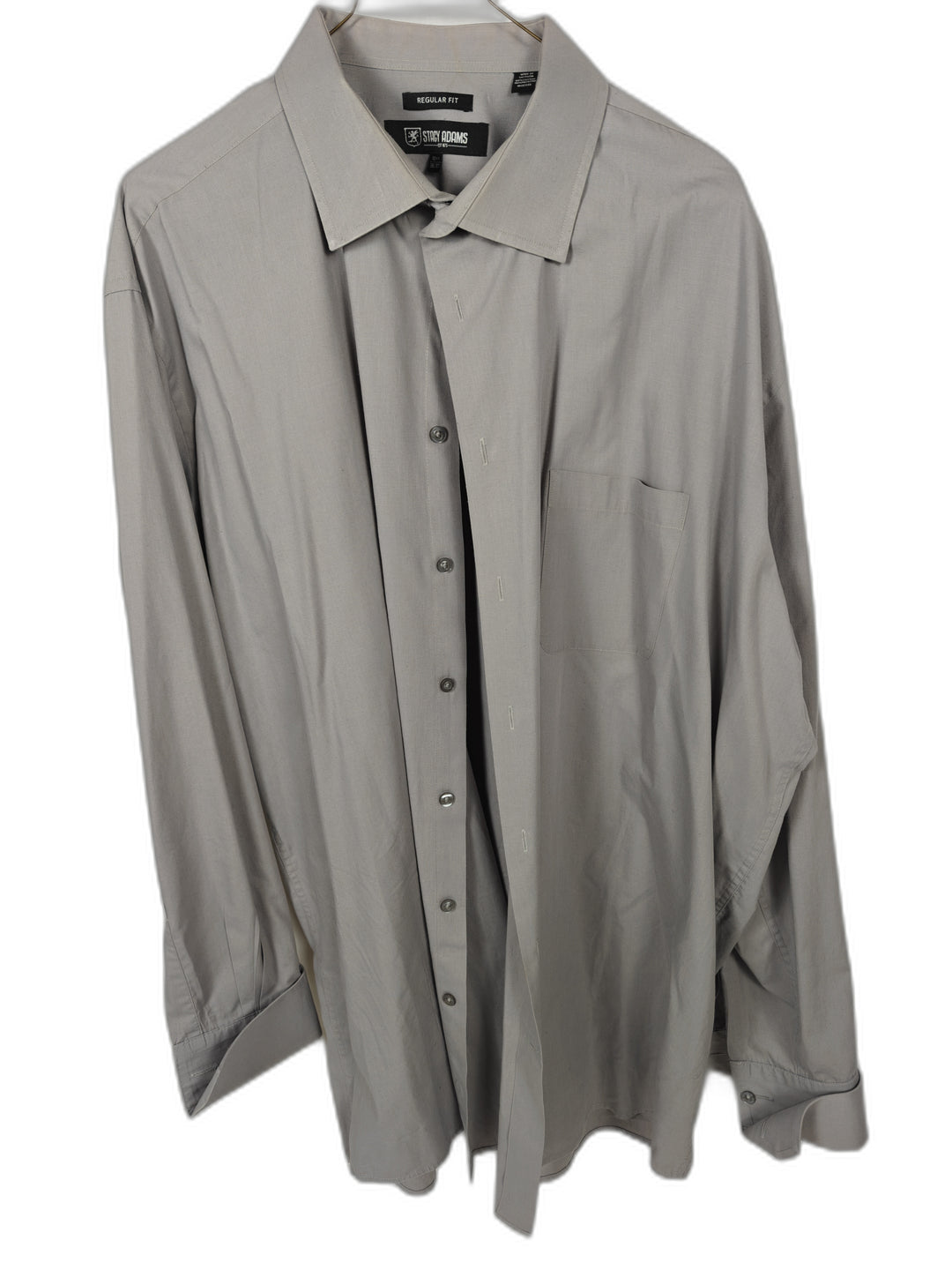 Stacy Adams 18.5 36/37 French Cuff Dress Shirt Gray Regular Fit Cotton Blend