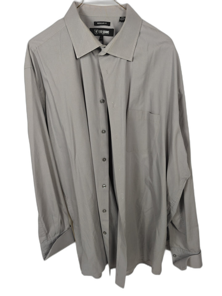 Stacy Adams 18.5 36/37 French Cuff Dress Shirt Gray Regular Fit Cotton Blend