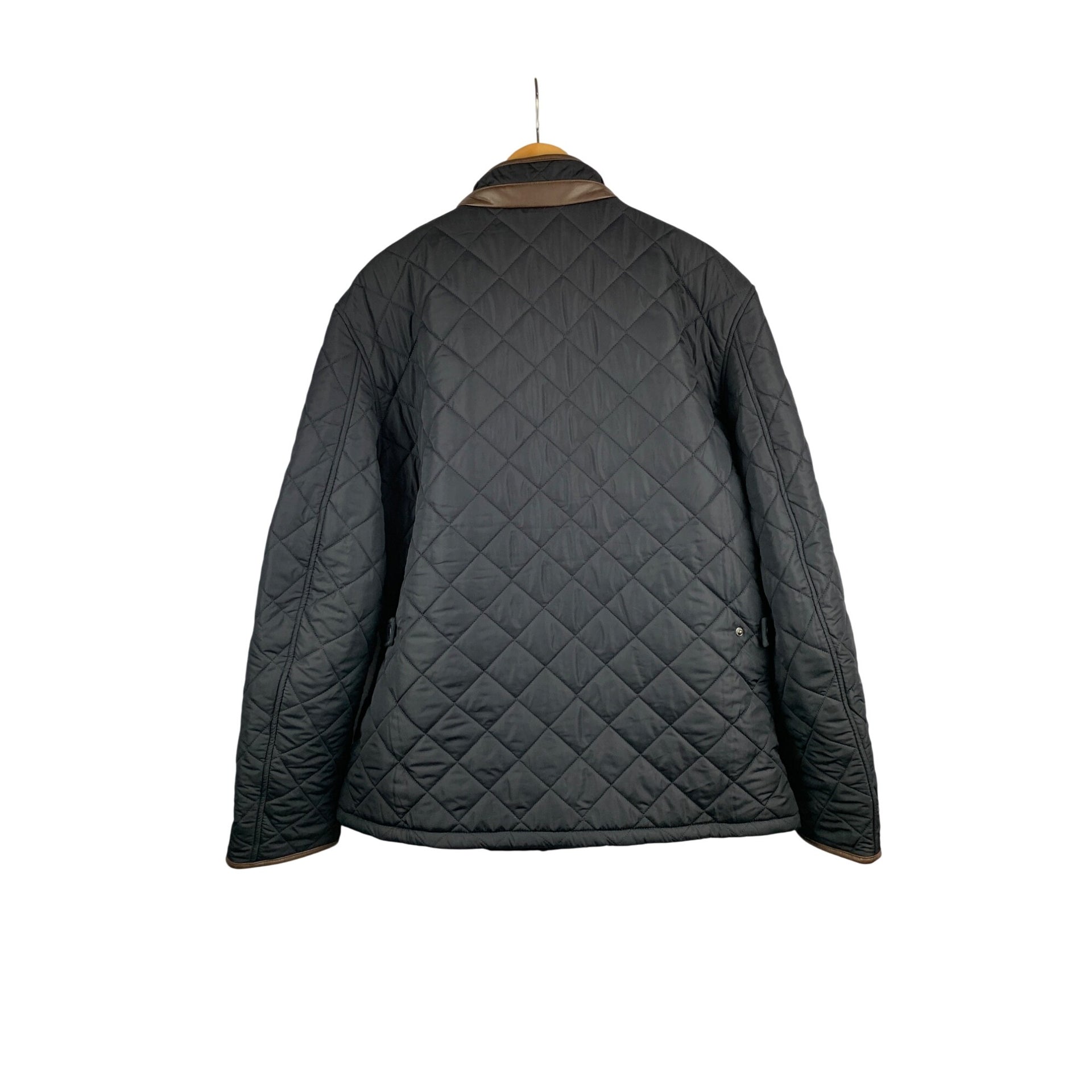 Barbour Mens Quilted Jacket XXL Gray Diamond Pattern Snap & Zip Closure