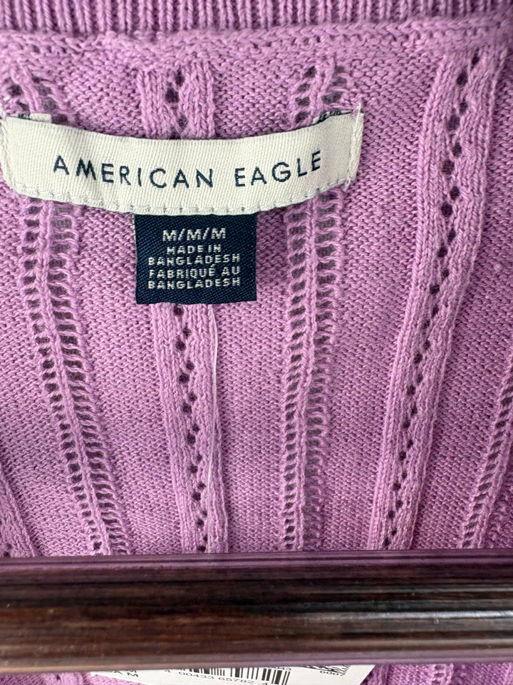 Women’s American Eagle Medium Lilac Knit Short Sleeve 3/4 Button Shirt