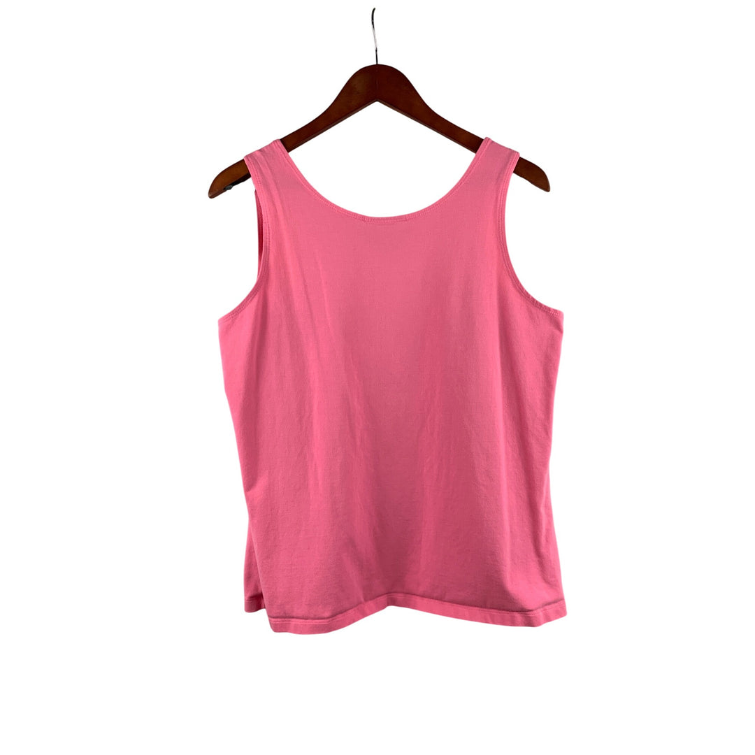Susan Graver Pink Lace Trim Tank Top L