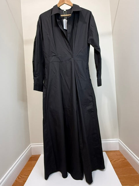 Black Maxi Shirt Dress Long Sleeve Pockets NWT SzXL