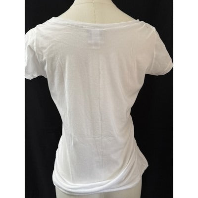 Women’s Harley Davidson Fitted Scoop Neck White Colored Graphic T Shirt Sz L
