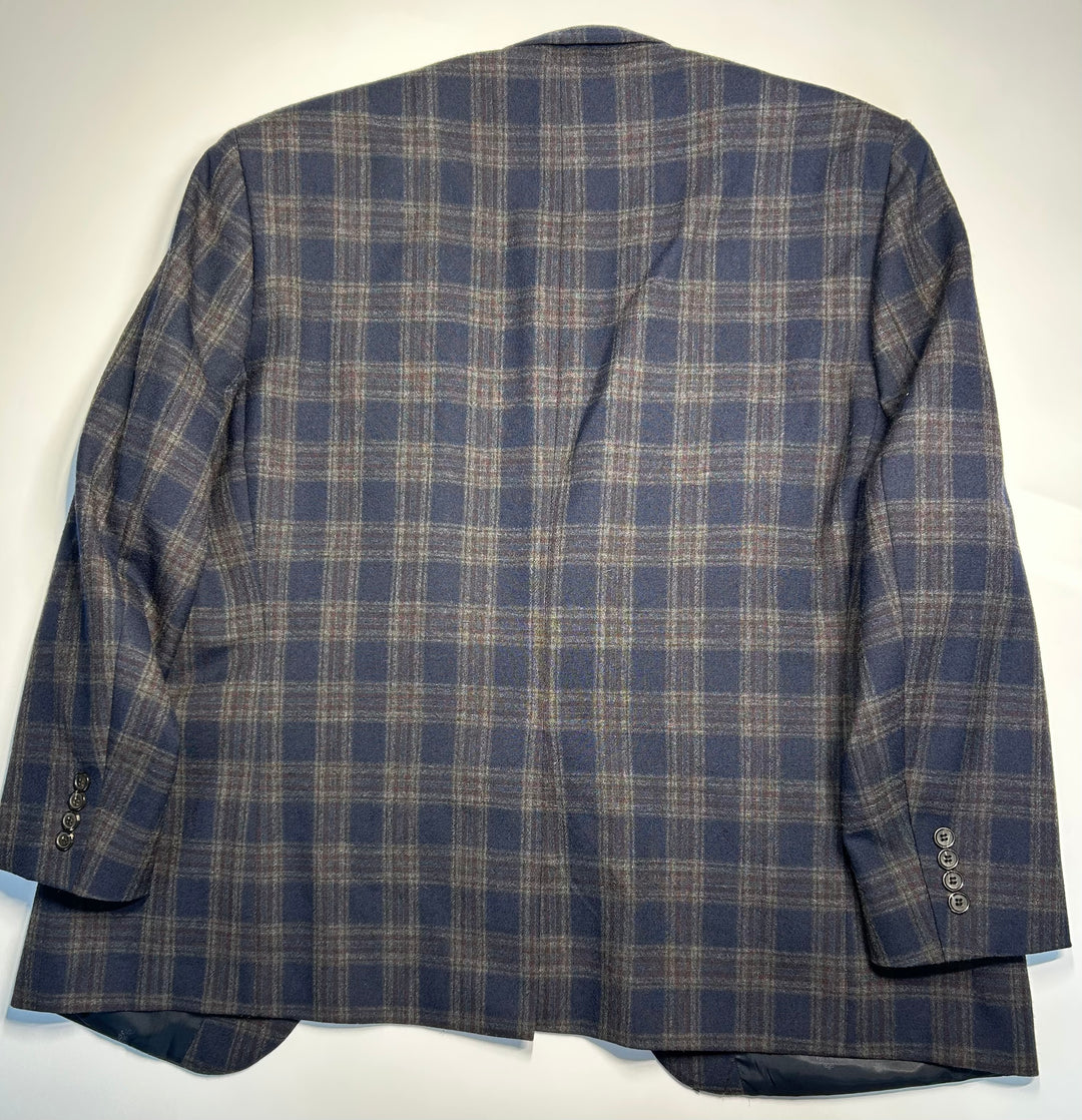 Lauren Ralph Lauren Men’s Blazer 48R Navy Blue Plaid Wool Blend Sport Coat
