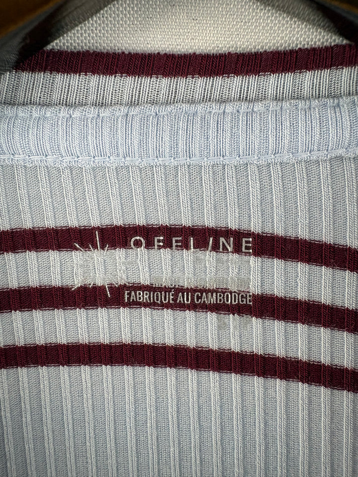 Women’s Offline by Aerie Small Sky Blue Long Sleeve w/ Red Stripes
