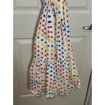 Colorful Polka Dot Dress With Short Sleeves & Tie Belt