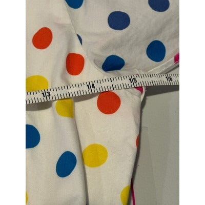 Colorful Polka Dot Dress With Short Sleeves & Tie Belt